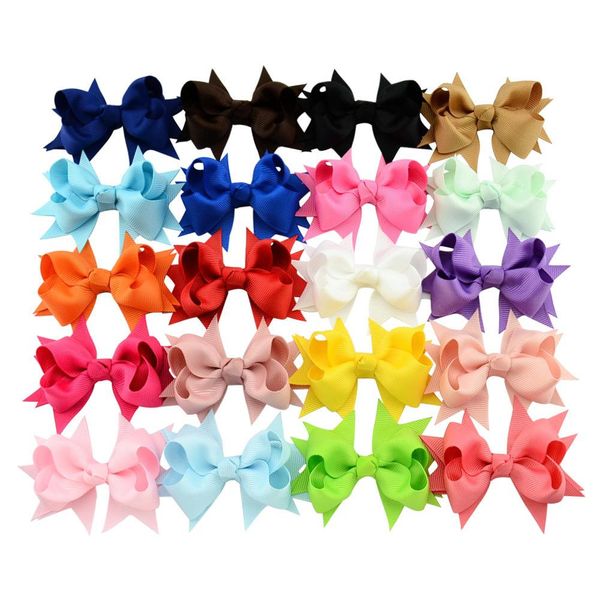 Épingles à cheveux à nœud pour bébé de 3 pouces, Mini nœuds en queue d'hirondelle, pinces à cheveux solides pour enfants filles, accessoires pour cheveux pour enfants, 20 couleurs