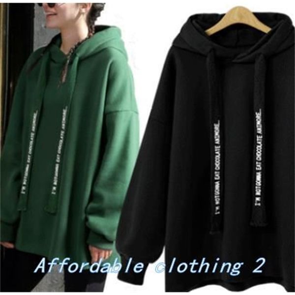 

1new loose hooded letter sweater for women in autumn and winter, Black