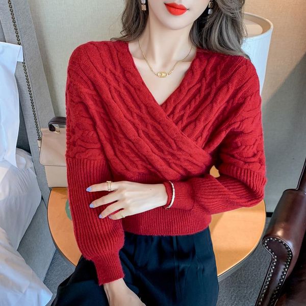 

women's sweaters women long batwing sleeves sweater, plunging neckline solid color knitwear, White;black