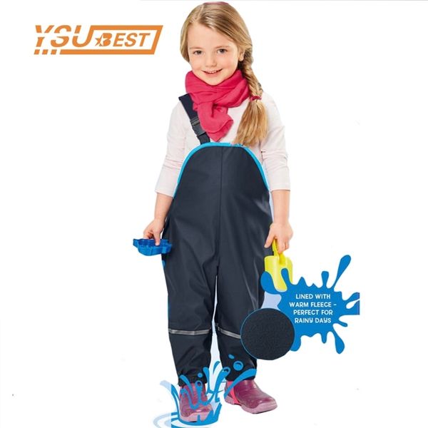 

boys girls boy waterproof overalls cotton padded trousers outdoor german quality kid windproof pants rain 210417, Blue