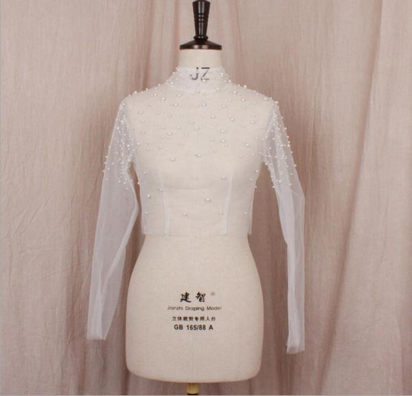 

wraps & jackets arrival long sleeve jacket bolero shrug wrap beaded white stole for wedding bridal high quality