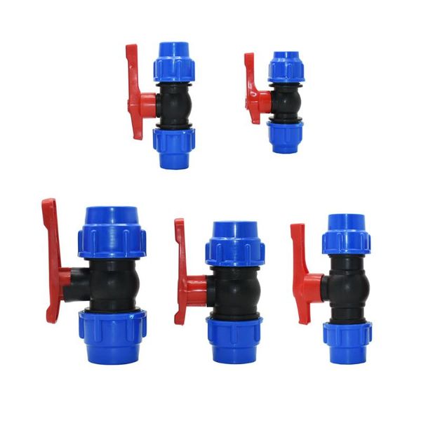 

watering equipments 20/25/32/40/50/63mm plastic water pipe quick connector ball valve pe tube repair garden tap accessories