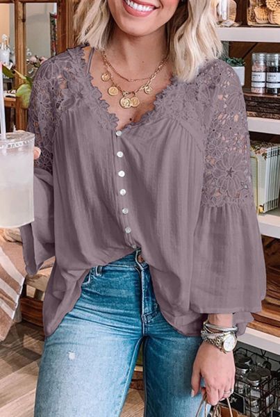 

women's knits & teesv neck, flared sleeve, chiffon top, White