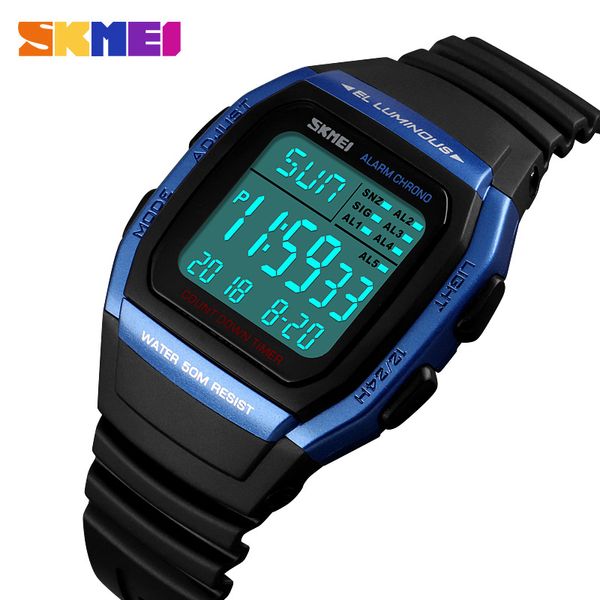 Skmei Men Sport Guarda Moda Digitale orologio digitale Allarme Impermeabile Man Polso elettronico LED Uomo Chronograph Orologio Relogio Masculino X0524