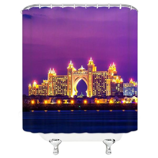 

shower curtains cityscape curtain nyc york city night skyline scenery view artwork picture prints polyester fabric bathroom decor