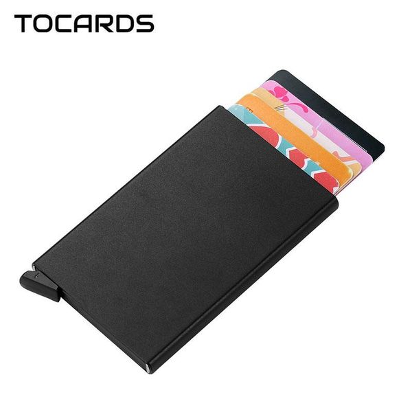 

card holders simple aluminum cardprotector holder business id alloy thin case metal slim cardholder for men women, Brown;gray