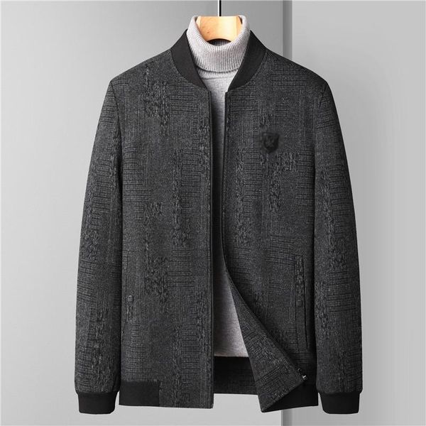

men's jackets men winter thicken bomber black gray smart casual quilted coat male business zipper front rib-knit cuff design outerwear, Black;brown