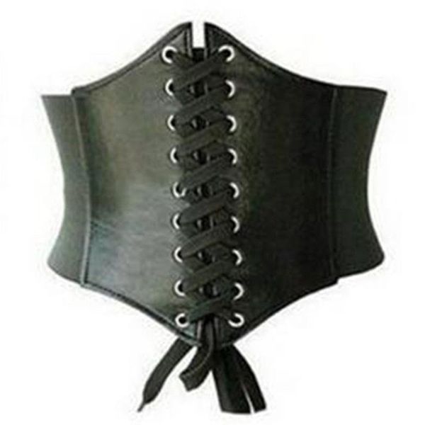 

belts girls elastic extra wide high waist slimming belt fashion cool women pu leather tight corset tie let ladies look thinner, Black;brown
