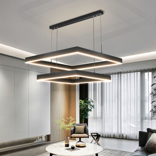 Lampadario moderno a soffitto soggiorno lampada a sospensione concisa sala da pranzo lampade nordiche quadrate luci a led