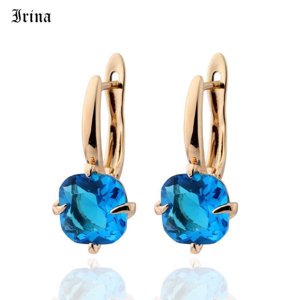 

dangle & chandelier irina women earrings square gradient blue natural zircon gold colors wedding fine fashion jewelry, Silver