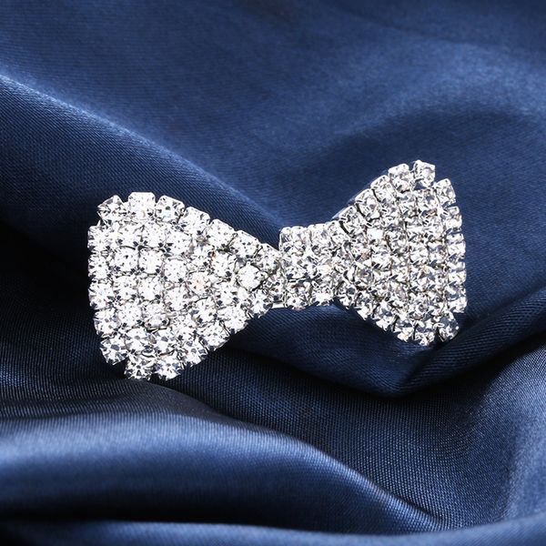 

1 pc fashion women girls crystal rhinestone hairpins bow knot barrettes shine clip clamp hair accessories, Golden;white