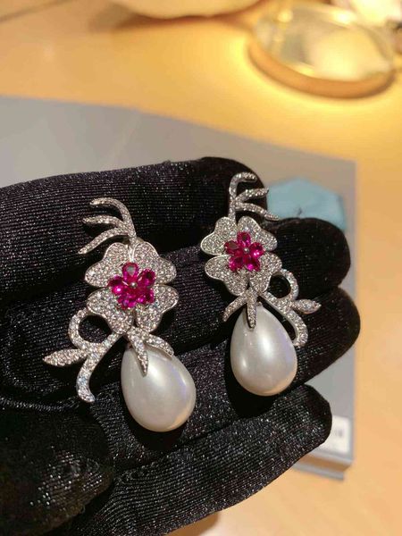 

family d stud earrings compass pearl color treasure with s925 silver ear nails 48, Golden;silver