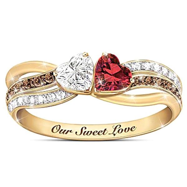 

wedding rings women's elegant romantic banquet accessories valentine's day gift fashion exquisite geometric lines two-color love z, Slivery;golden