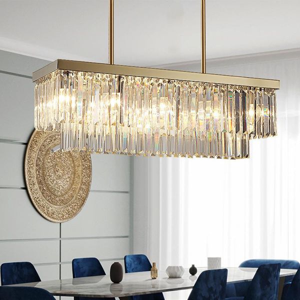 

chandeliers luxury modern chandelier for dining room home decor gold/chrome crystal light fixture rectangle kitchen island cristal led lamp