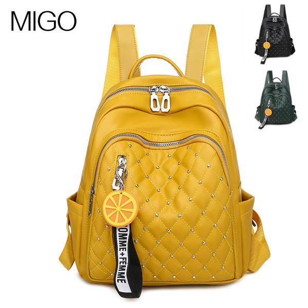 

backpack soft pu women's bag 2021 fashion korean versatile high capacity diamond rivet