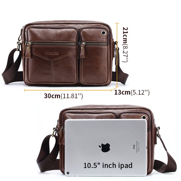 

men travel genuine leather messenger business pad crossbody shoulder handbags