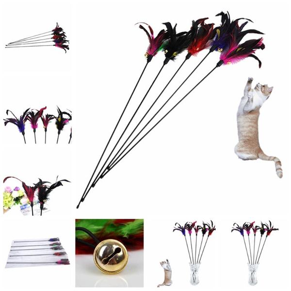 

cat toys pet toy cute design bird feather teaser wand plastic for cats color multi products