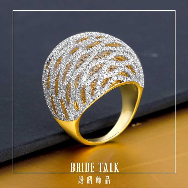 

luxulry ring multi-layer cross line winding full stone rings european and american fashion party women engagement jewelry, Slivery;golden