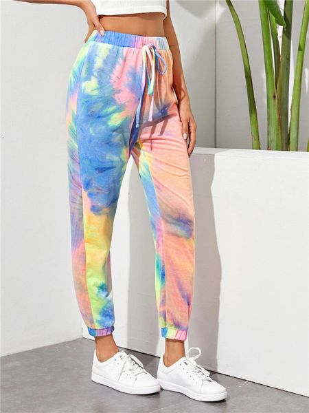 

pants trousers women's wear 2021 spring and summer high waist tie dyeing fashion casual sports home, Black;white