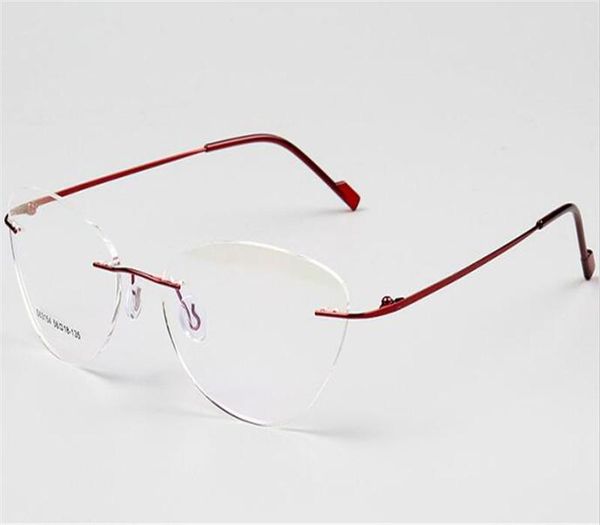 

sunglasses memory alloy cat eye rimless glasses frame progressive multi-focal lens optical eyewear see near far reading eyeglasses, White;black