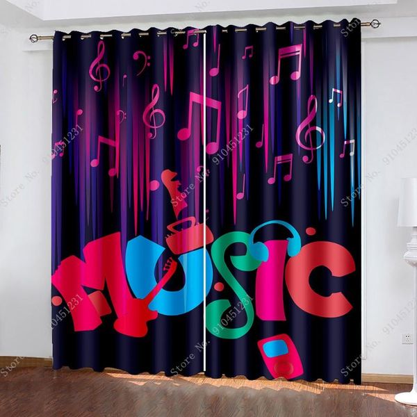 

blankets music themed digital high-definition printed curtains kids boys girls teen blackout perforated washable curtain blanket