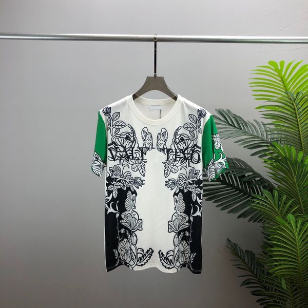 

2022ss sweatshirt sand summer new high grade cotton printing short sleeve round neck panel t-shirt oversize color black white xmn, Black;brown