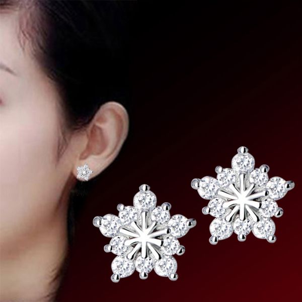 

christmas earrings pointed star snowflake version full female plated