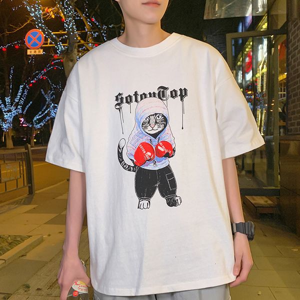 

short men's t-shirts 5-point t-shirt brand trend loose personality fashion hip hop medium sve, White;black