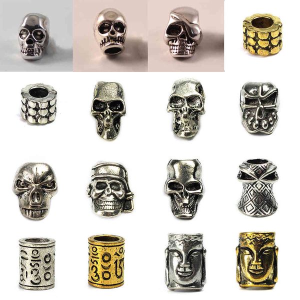 

2pcs new metal charms skull for paracord bracelet braided parts beads diy pendant buckle knife lanyards decoration
