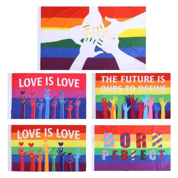 

party decoration 3x5 ft creative rainbow flags garden hanging flag 2 grommets progressive pride june celebration