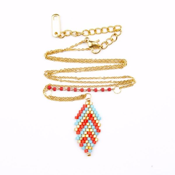

pendant necklaces miyuki rice beads hand-woven leaf pattern chain ladies necklace, Silver
