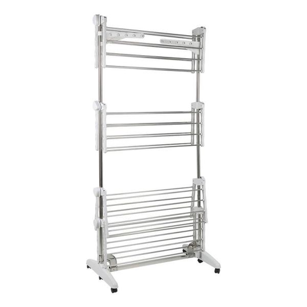 

hangers & racks adjustable rolling drying folding hanger 4 tiers clothing garment clothes airer stainless laundry rack hanging hw