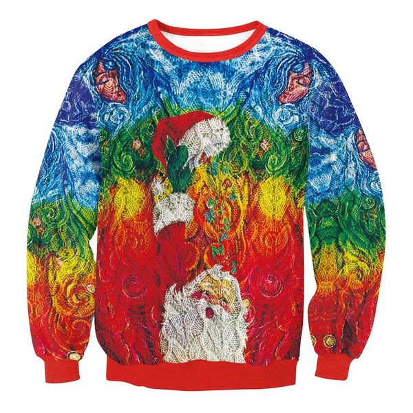 

plus size ladies christmas festive printing round neck loose pullover ladies sweater, Black