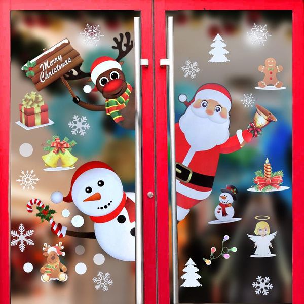 

gift wrap 25*35cm christmas decorations for home santa claus snowflake stickers year 2021 door decor