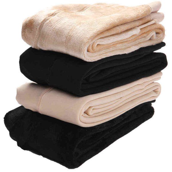 

plus thick and fluffy autumn winter women leggings warm lean skin color light legs artifacts black nude color leggings 211117