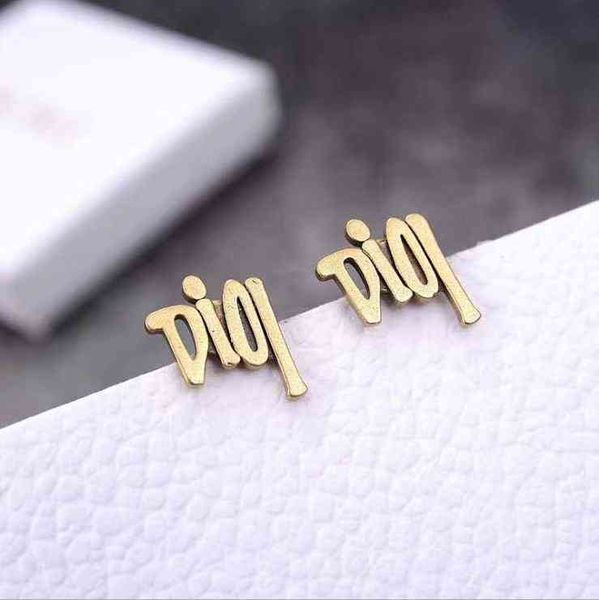

70% off 2021 fashion style old letter ear diamond nail 925 silver needle earrings
