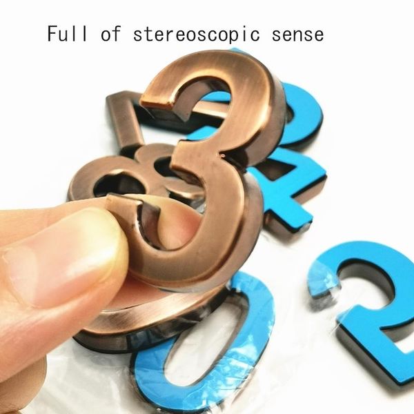 

3.5cm 3d house number abs plastic door plate digit red copper self- adhesive 0-9 numbers customized address signs other hardware