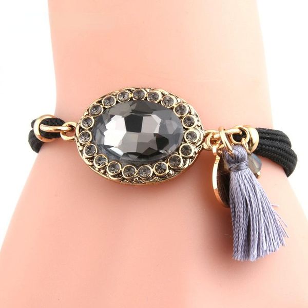 

charm bracelets alloy crystal pulsera bohemia de madera rope chain estrela cinco pontas wooden bracelet perles, Golden;silver