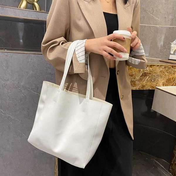 

simple large capacity female messenger shoulder bags solid color ladies pu leather casual tote for travel bolsas feminina