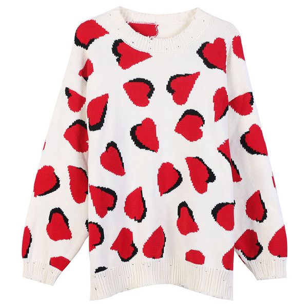 

women's sweaters brand design autumn winter women christmas long-sleeved o-neck pullover love embroidery loose knit sweater clothes soj, White;black