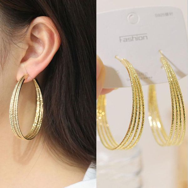 

hoop & huggie blijery shiny multilayer metal circle earrings brincos big round loop for women jewelry gift boucles d'oreill, Golden;silver