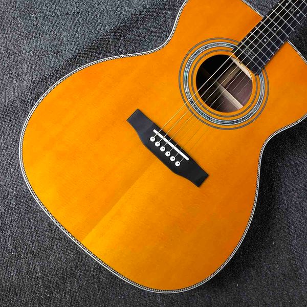 

custom all solid spruce wood om jm handmade 14 frets acoustic guitar