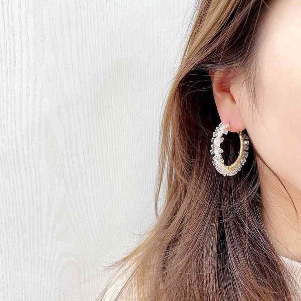 

korean version new simple zircon large ring earrings for women, Black