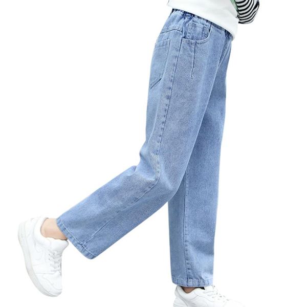 

jeans for girl solid color child casual style kid spring autumn children's clothes 6 8 10 12 14, Blue