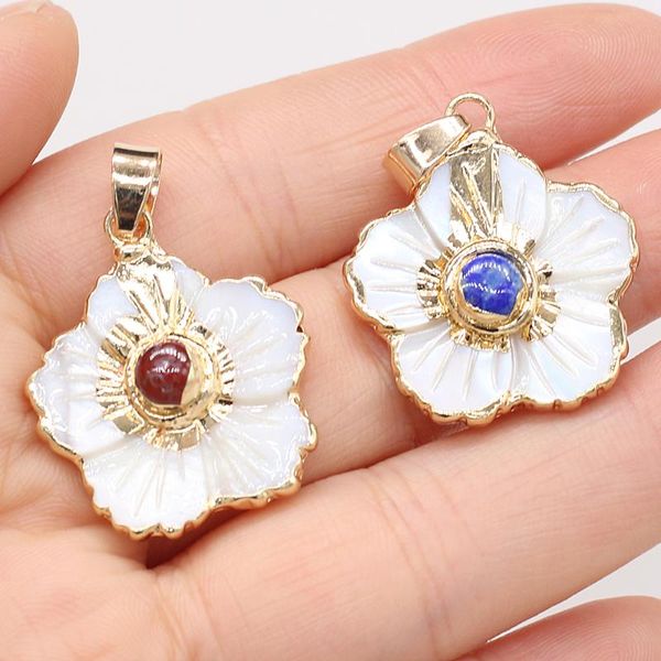 

charms 2021 natural stone petal shaped fashion and all-match pendant diy handicraft gem accessories women, Bronze;silver