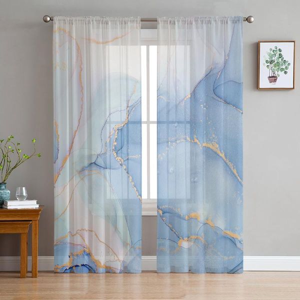 

curtain & drapes marble blue ocean tulle curtains living room children's bedroom brightly lit sheer