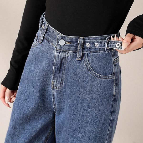 

autumn dress plus velvet retro blue harlan jeans with high-waisted loose-fitting lean radish straight pants women's