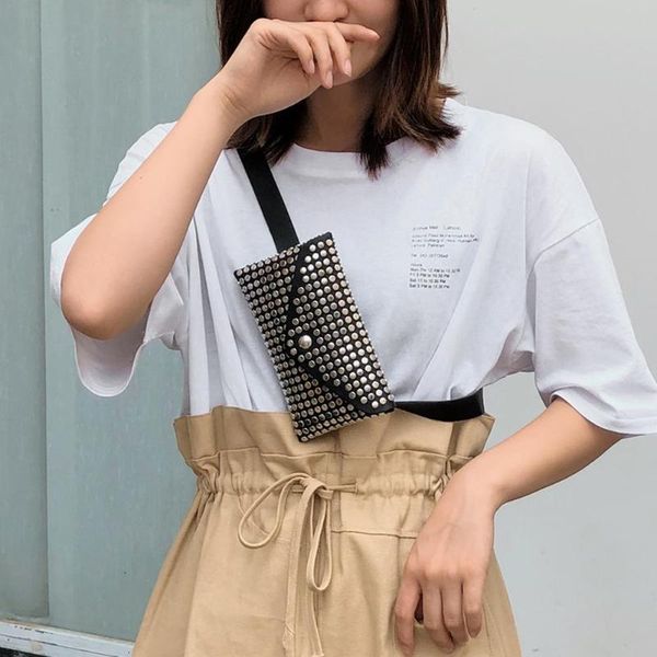 

waist bags rivet flip leather shoulder clutch women pack chest crossbody bag