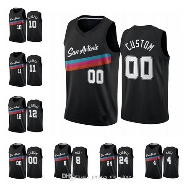 

09new men white derozan mills aldridge vassell forbes demar derozan derrick white 2020/21 swingman city basketball jerseys icon edition, Black