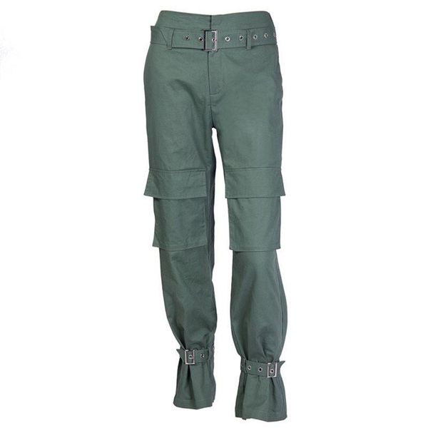 

women's pants & capris fashion streetwear cargo women black sweatpants joggers high waist trousers hip hop girl sash pockets buckle cas, Black;white